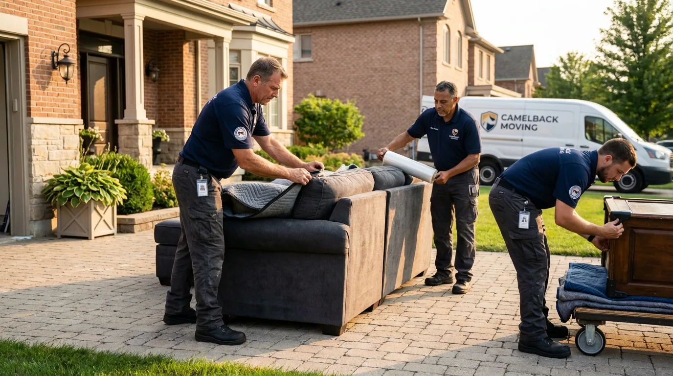Large estate moving crew wrapping furniture in Bartlett, IL
